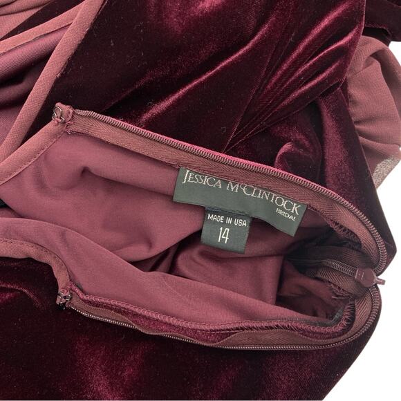 NWT Vintage Jessica McClintock‎ Long Sleeve Velvet Maxi Dress Bridal Size 14 - Picture 6 of 8